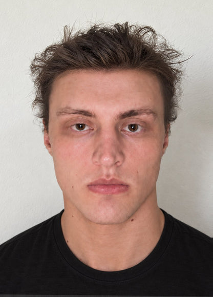 Before: his face without the 4-in-1 Defining Pen